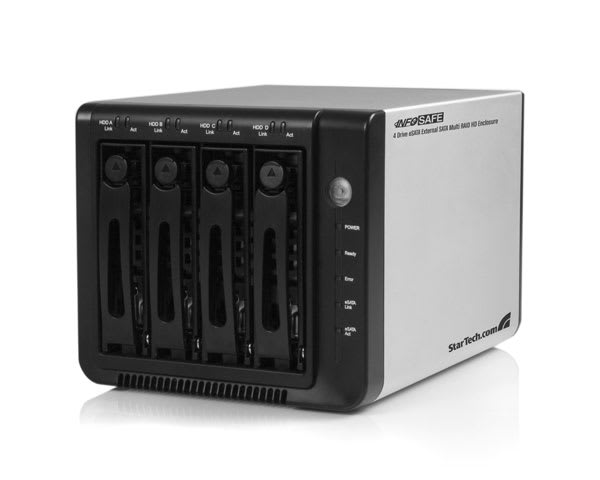 3.5in Silver 4 Drive eSATA RAID External Hard Drive Enclosure