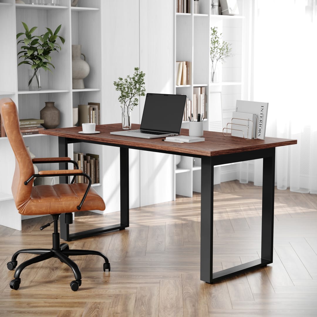 Redmond Commercial 60x30 Conference Table with 1" Thick Double Sided Laminate Table Top with PVC Edging and Heavy Duty U-Frame Steel Base, Walnut
