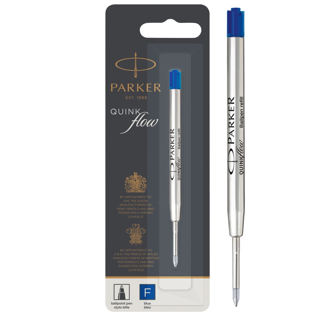 Parker Ballpoint Pen Ink Refill, Fine Tip, Blue QUINKflow Ink, 1 Count