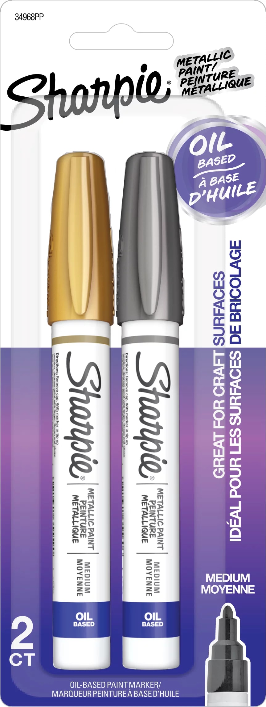 SHARPIE PAINT 2CD GLD SLVR MED