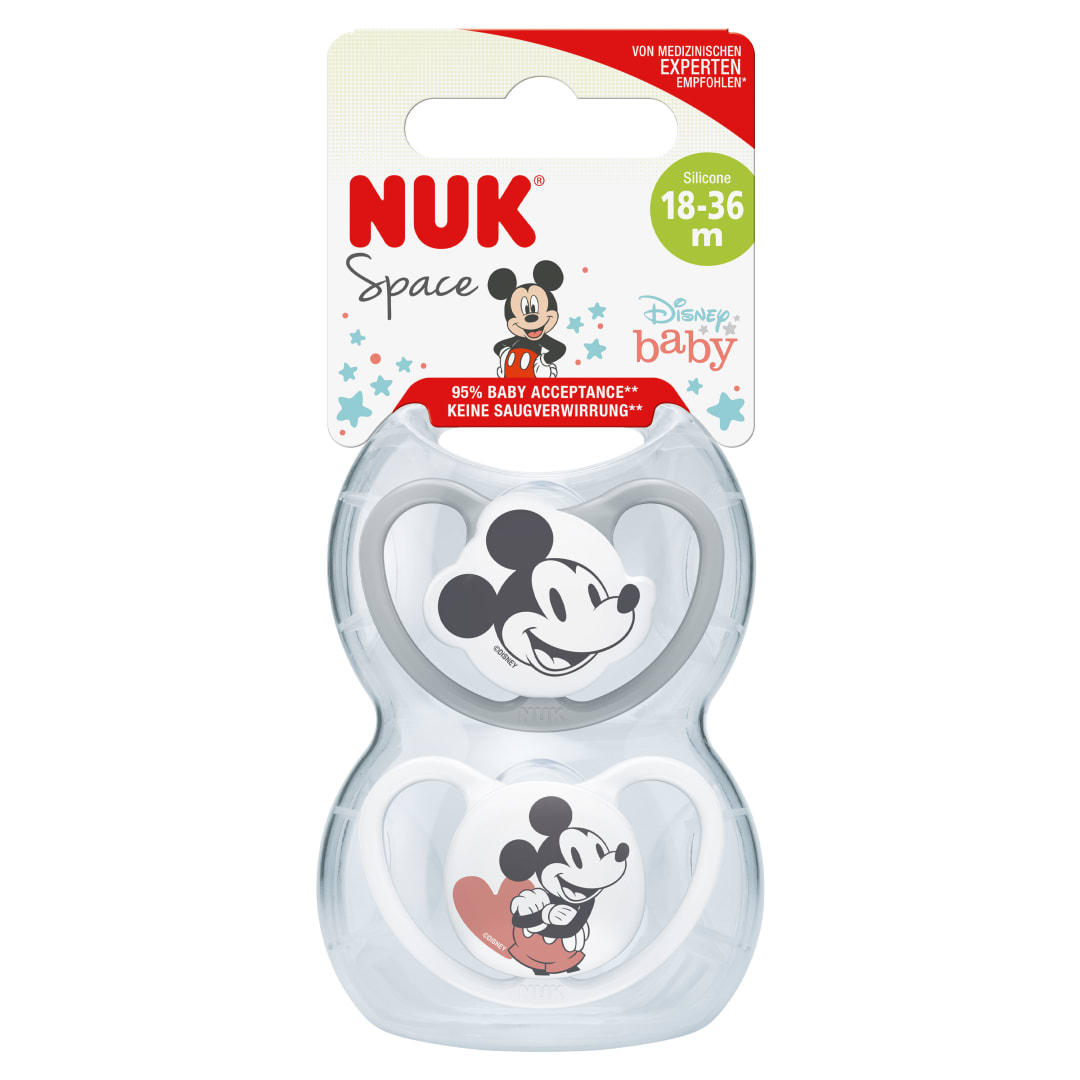 NUK Space chupete | 18-36 meses | Chupetes con ventilación adicional | Silicona sin BPA | Disney Minnie Mouse | 2 unidades