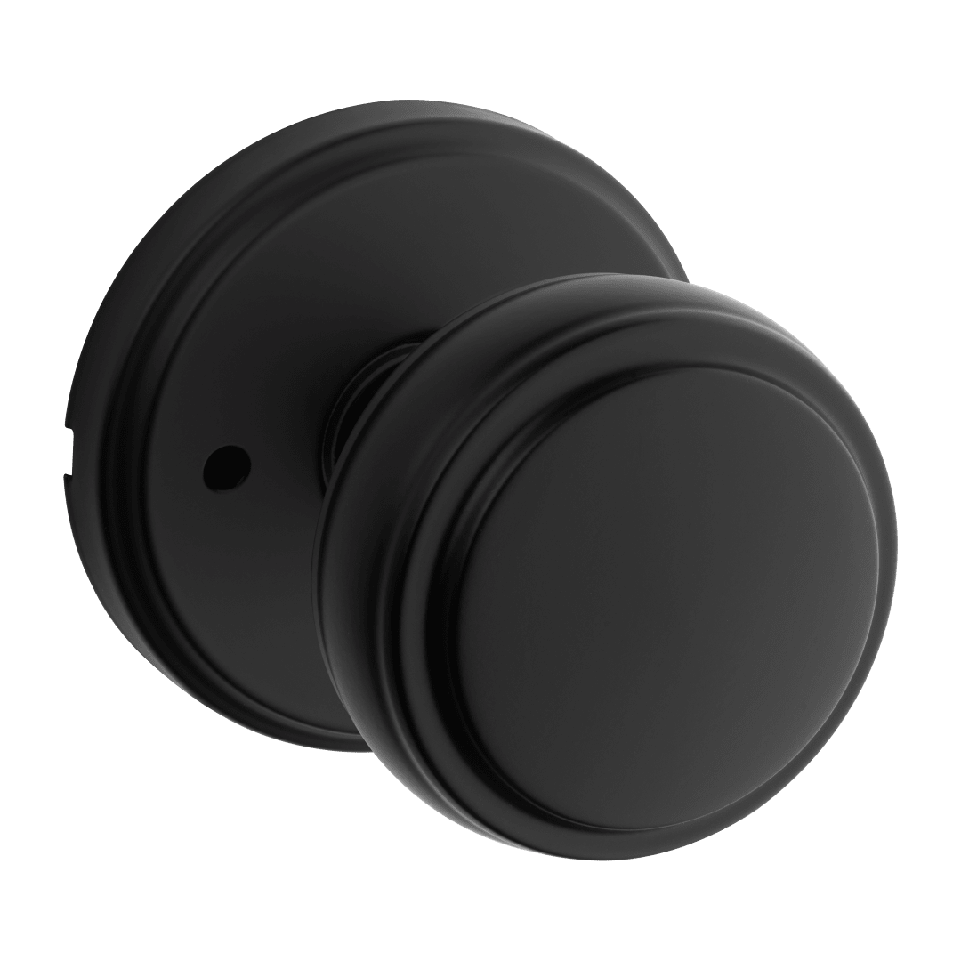 Sora Bed/Bath Knob w/ Round Rose in Matte Black