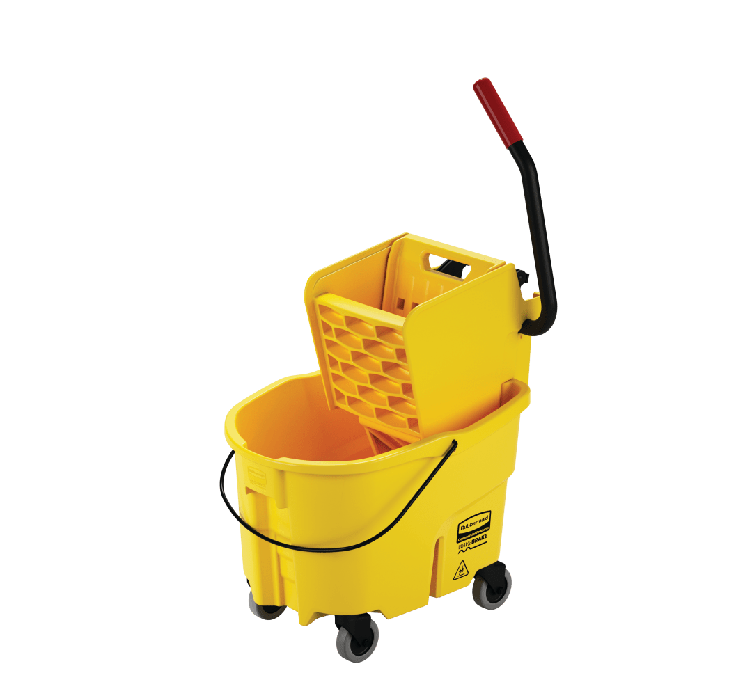 Rubbermaid Commercial Products WaveBrake 26-Quart Side Press Bucket and Wringer, Yellow