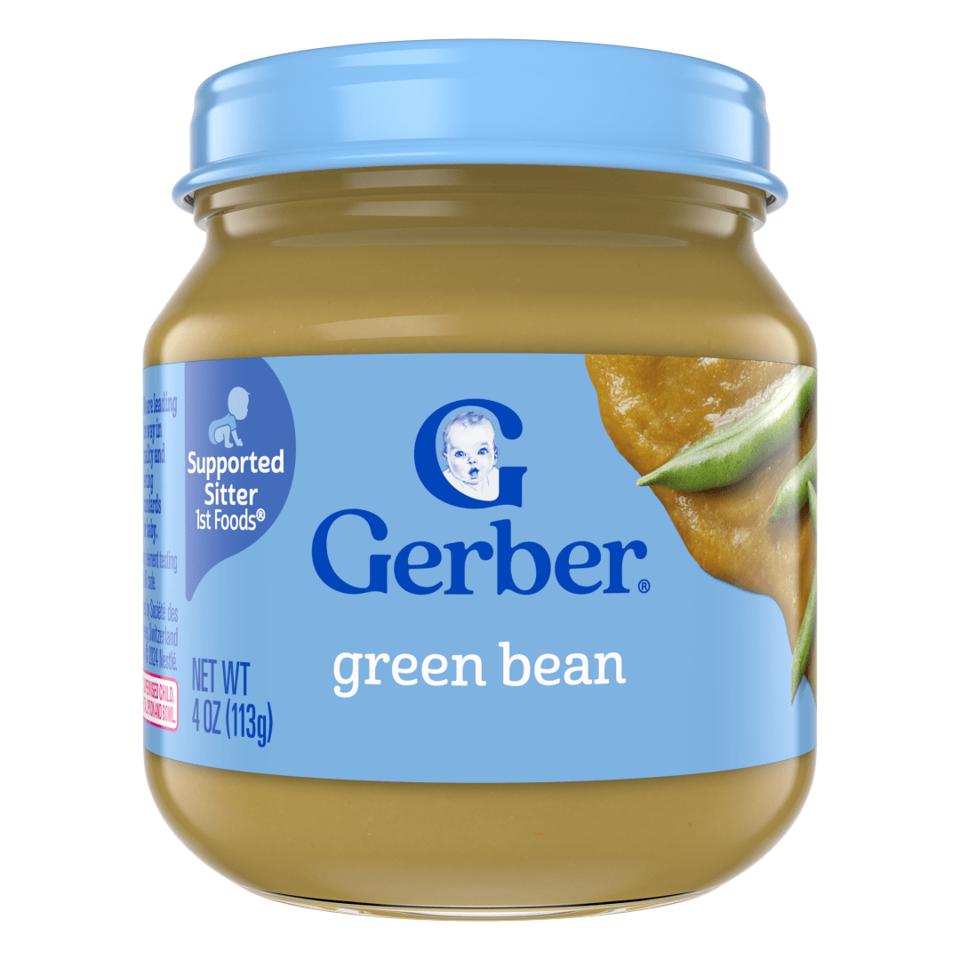 Gerber Stage 1 Baby Food, Green Bean Jar, Green Bean Puree, Non-GMO, Baby Puree