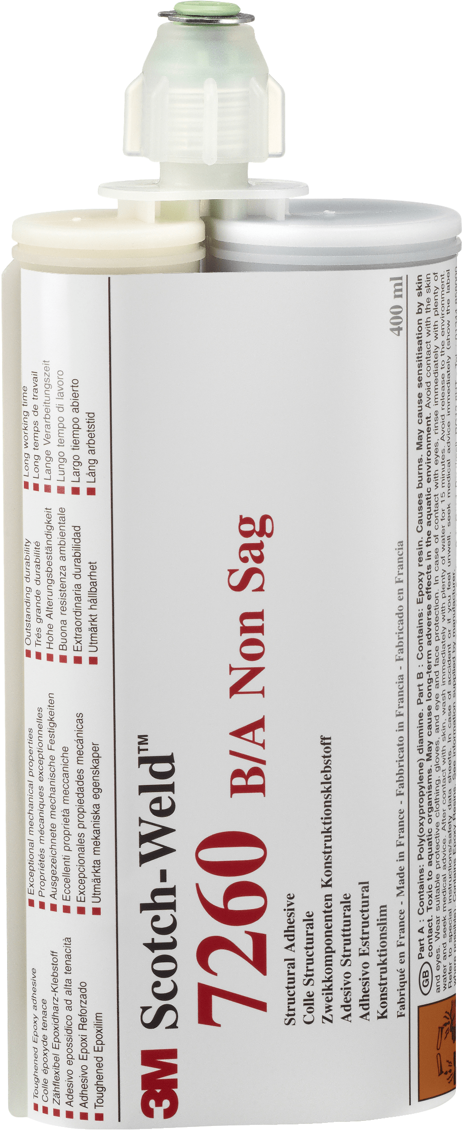 3M™ Scotch-Weld™ 2-Komponenten-Konstruktionsklebstoff auf Epoxidharzbasis 7260NS, Schwarz, Teil B/A , 400 ml