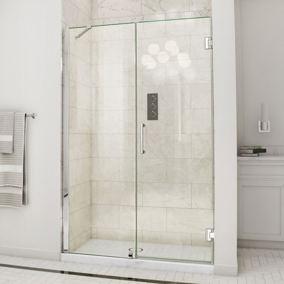 DreamLine Unidoor 47 - 48 inch W x 72 inch H Frameless Hinged Shower Door with Support Arm in Chrome