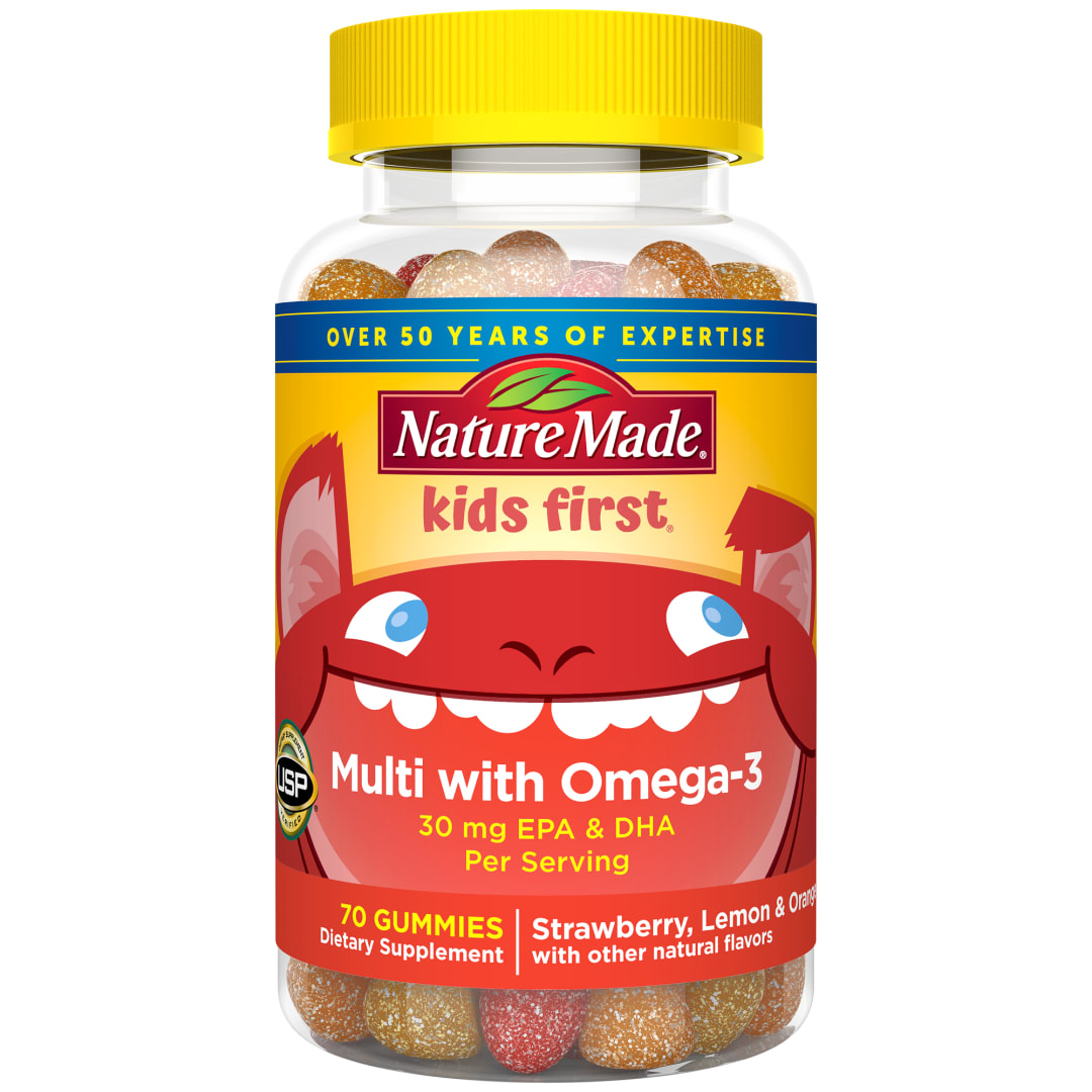 Nature Made Kids First Multivitamin with Omega-3, Kids Gummy Multivitamins with Vitamins and Minerals for Nutritional Support, 70 Gummies