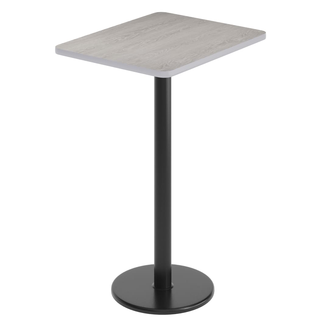 Stiles 24'' x 30'' Gray Rectangular Laminate Table Top with Black 18" Round Bar Height Table Base