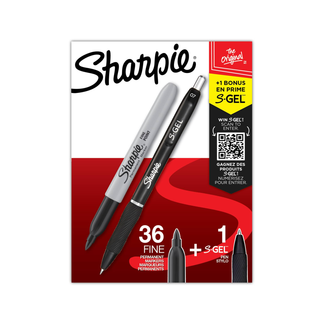 Sharpie® Permanent Markers, Fine Point, Black, 36 Count