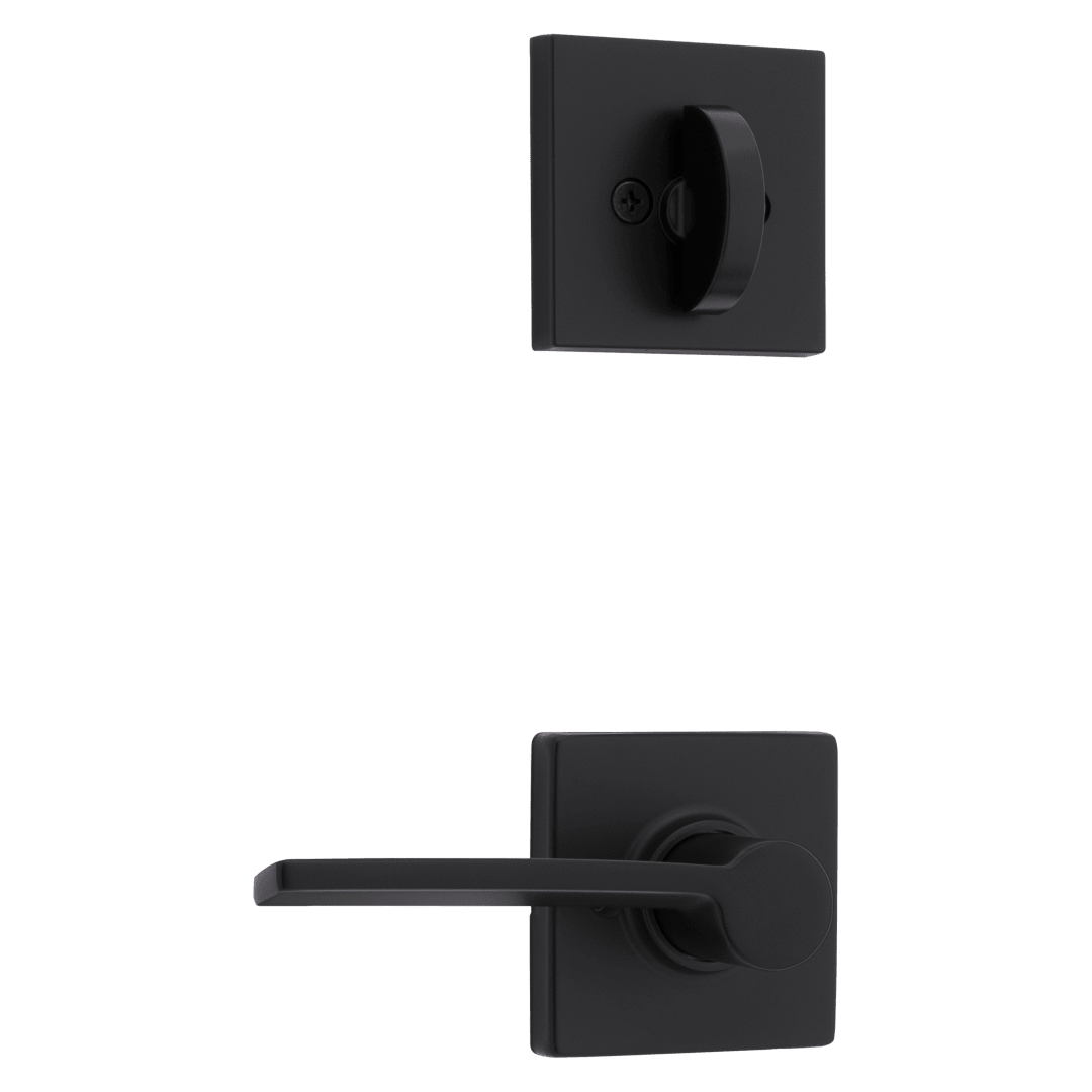 966 Single Cylinder Interior Pack w/ Right Hand Square Rose Ladera Lever Handlesets in Matte Black