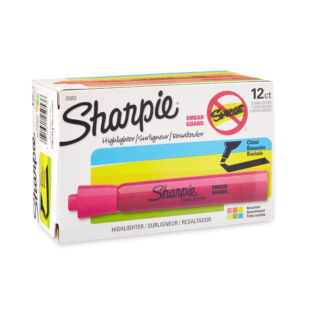 Sharpie® Tank Style Highlighters, Chisel Tip, Assorted, Box of 12