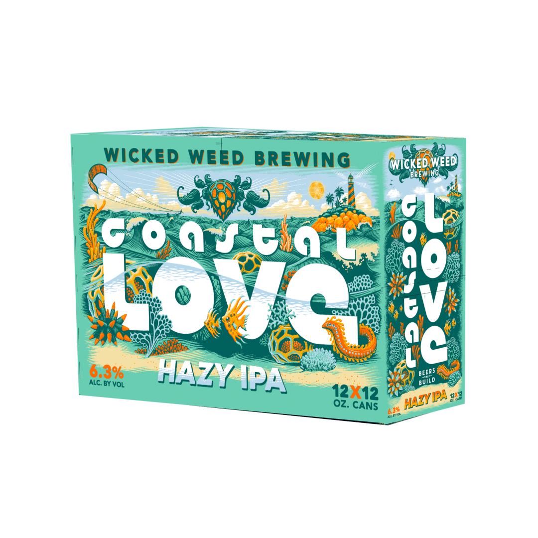 Wicked Weed Brewing Coastal Love Hazy IPA Beer, 12 Pack 12 fl. oz. Cans, 6.3% ABV
