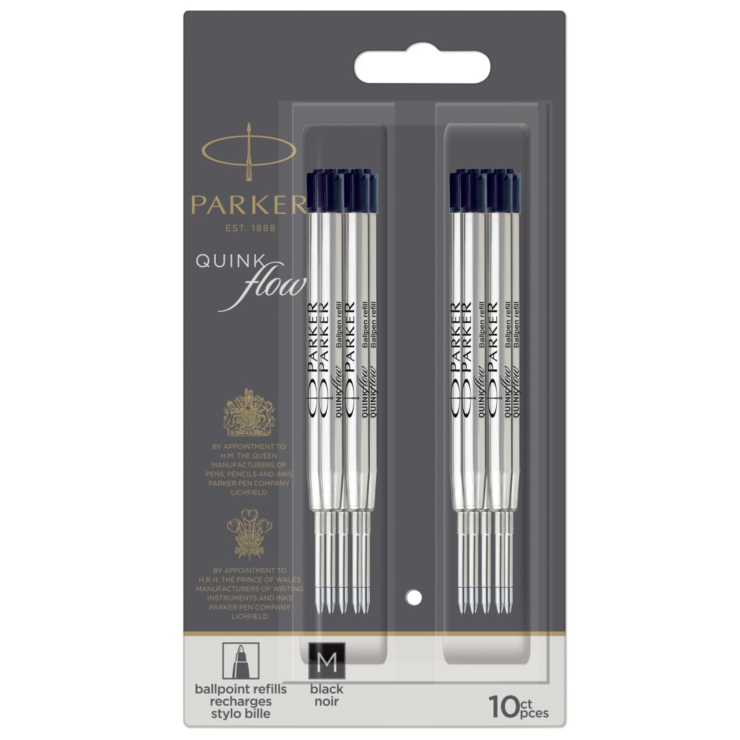Parker Recambios de tinta para bolígrafos | punta mediana | tinta negra | paquete de 10