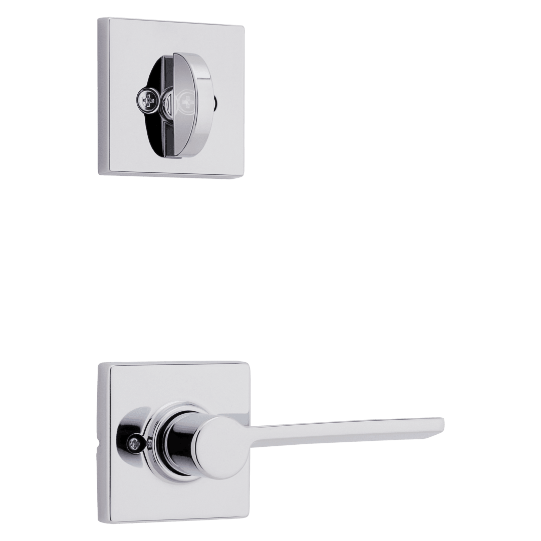 966 Single Cylinder Interior Pack w/ Left-Handed Square Rose Ladera Lever Handlesets in Polished Chrome