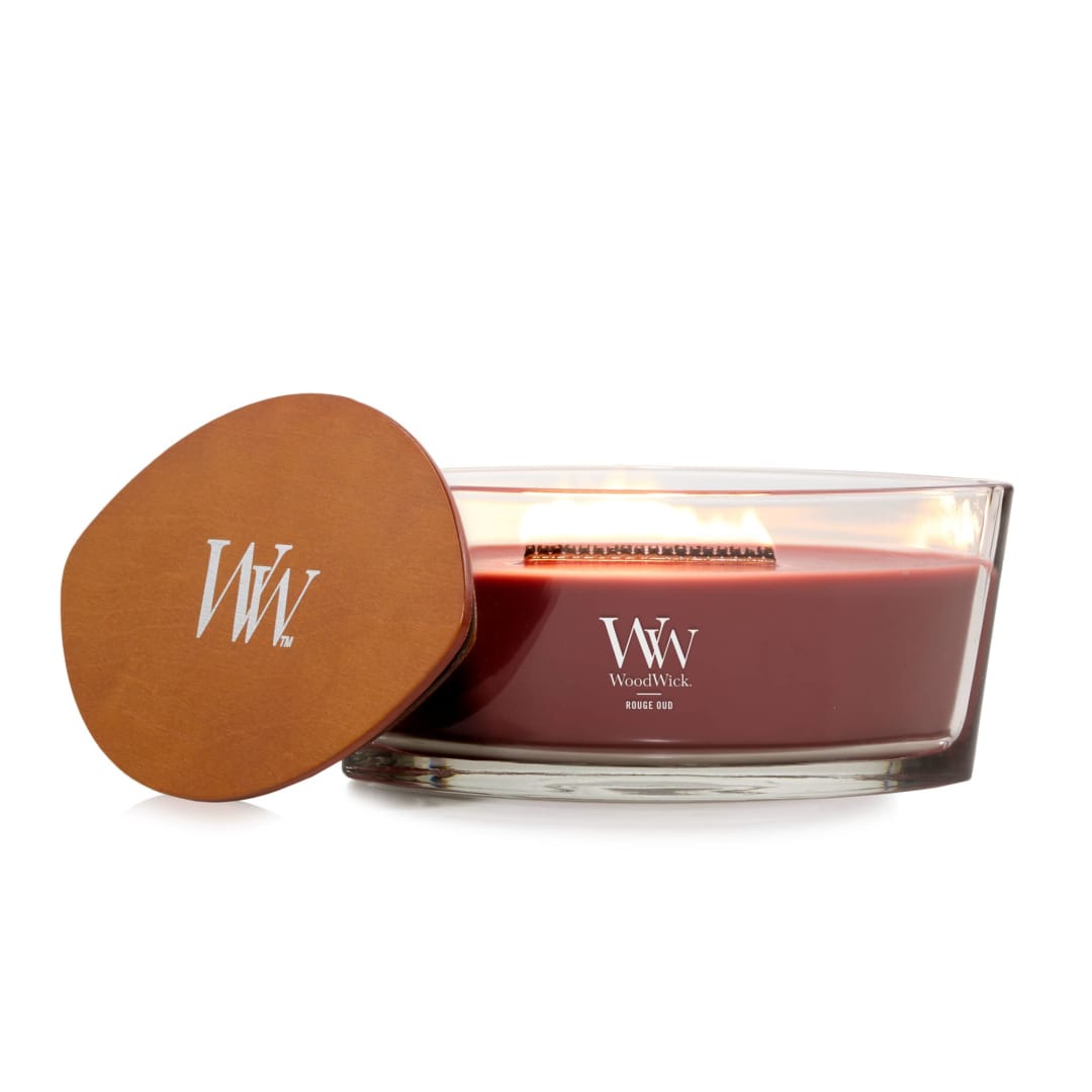 WoodWick® Rouge Oud Scented Ellipse Candle, Crackles as it Burns, Great for Gifting, Up to 40 hrs Burn Time, 16 oz