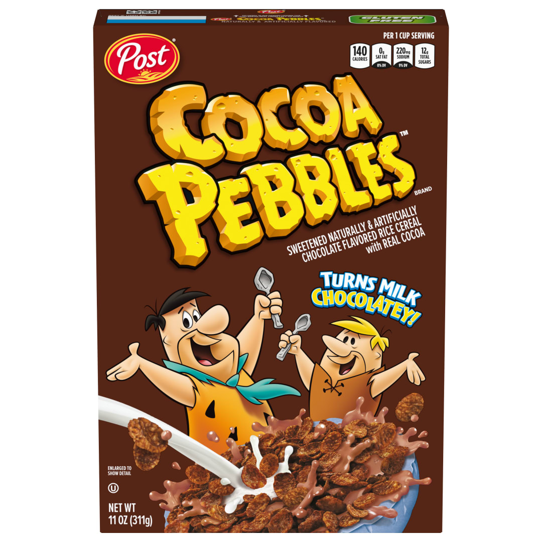 Cocoa PEBBLES Gluten Free Chocolate Breakfast Cereal, Rich Real Cocoa Rice Crunch, 11 oz Box