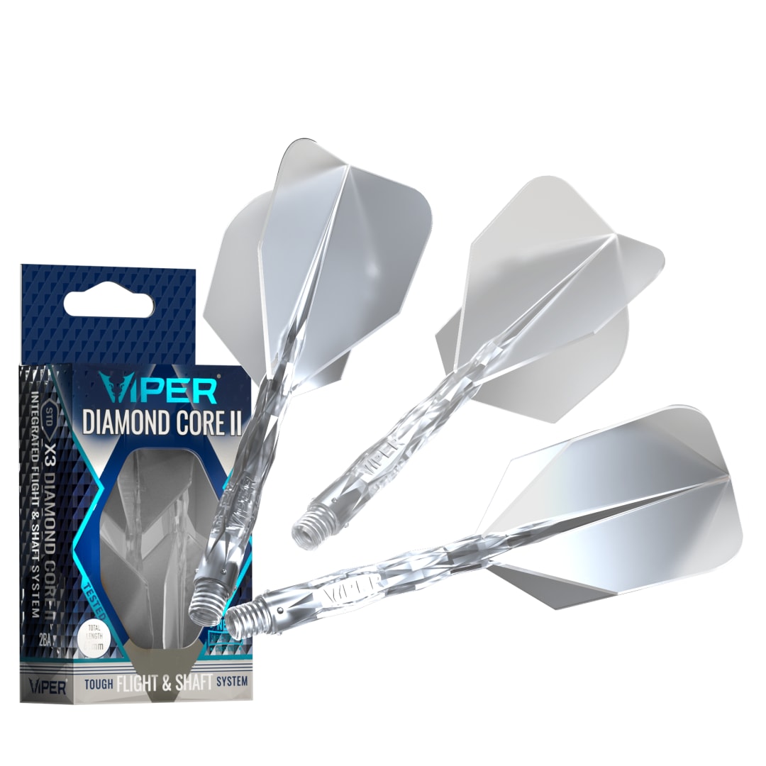 Viper Diamond Core II Integrated Dart Flight & Shaft System - Medium Shaft, Standard Flight - Clear