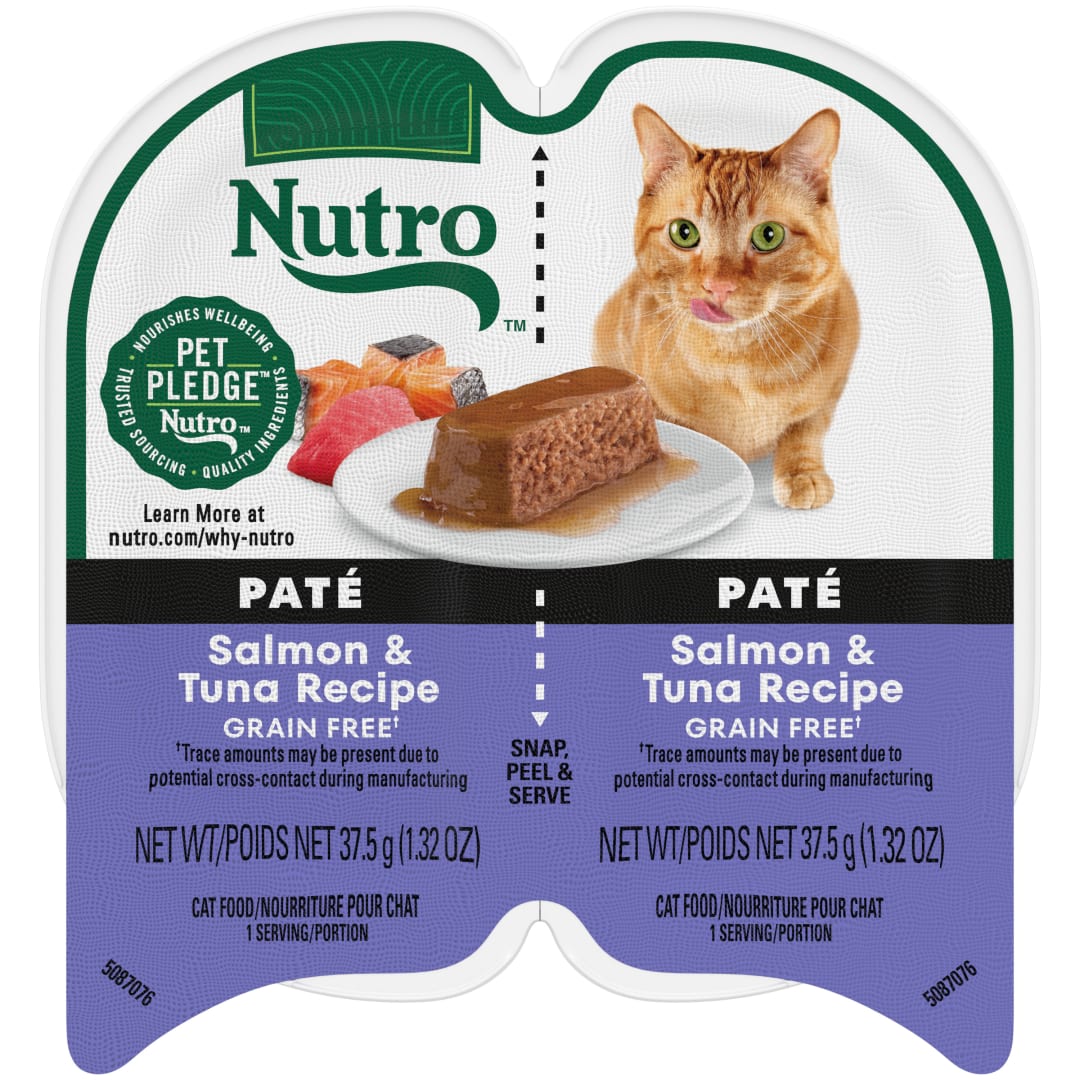Nutro Perfect Portions Wet Cat Food Pate Salmon & Tuna Recipe, (24) 2.64 oz. Twin-Pack Trays