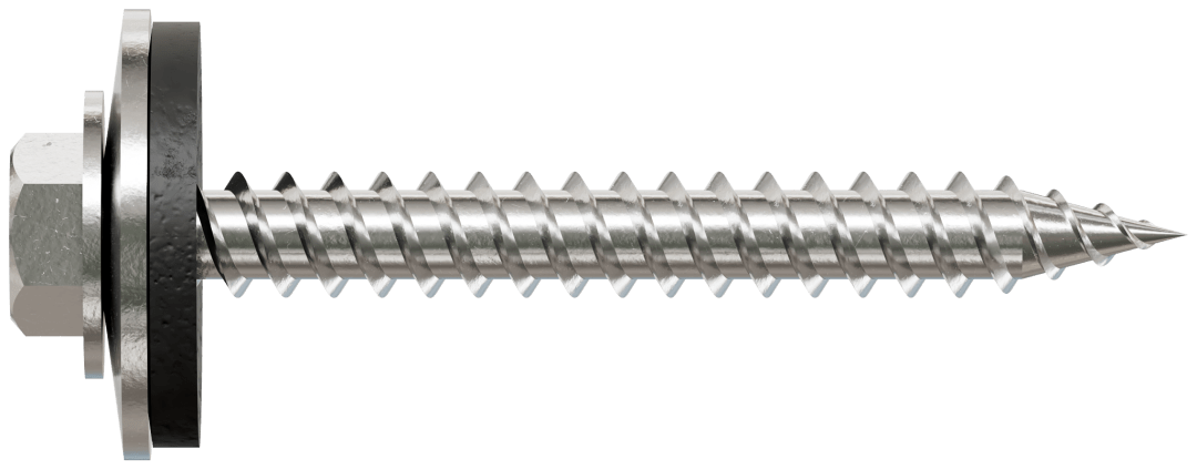 Simpson Strong-Tie T09150HWAC Metal-Panel Screw with EPDM Washer — #9 x 1-1/2 in. Hex Head, Type 316 (100-Qty) (Pack of 600)