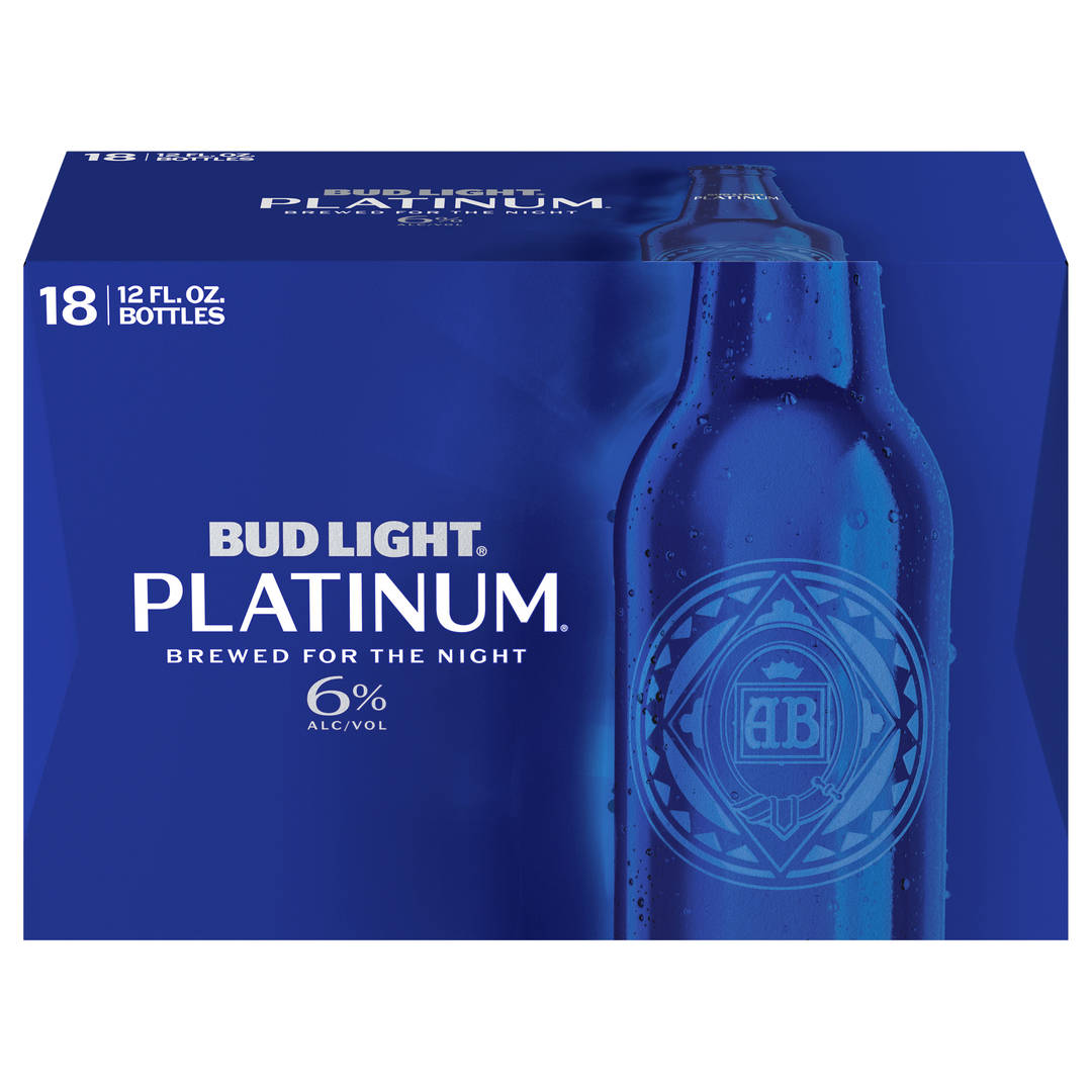 Bud Light Platinum Beer, 18 Pack Beer, 12 FL OZ Bottles