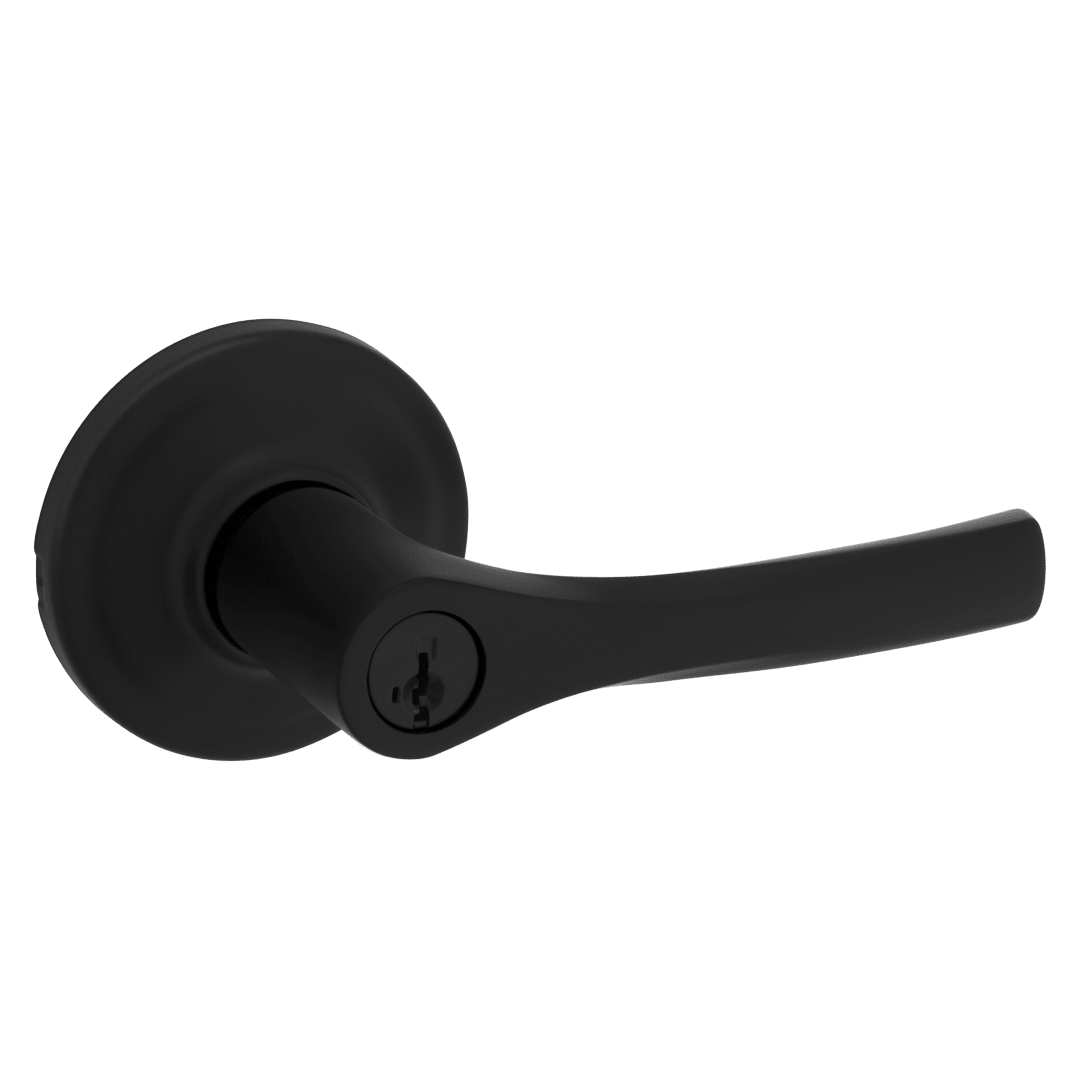 Henley Keyed Entry Door Lever in Matte Black featuring SmartKey Security