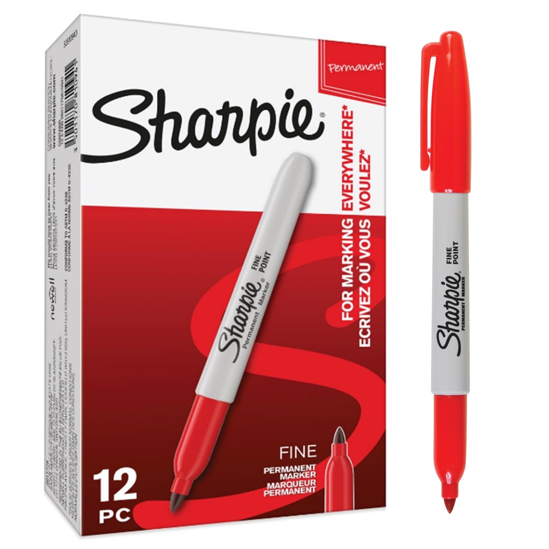 Sharpie® Permanent Markers | Fine Point | Red | 12 Count