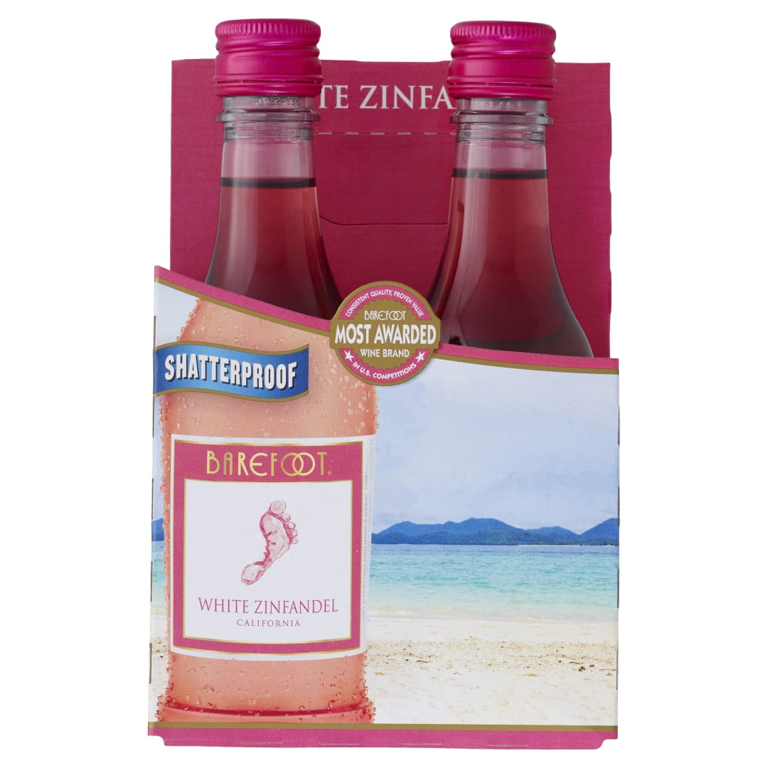 Barefoot Cellars White Zinfandel Wine 4 Single Serve 187ml Bottles