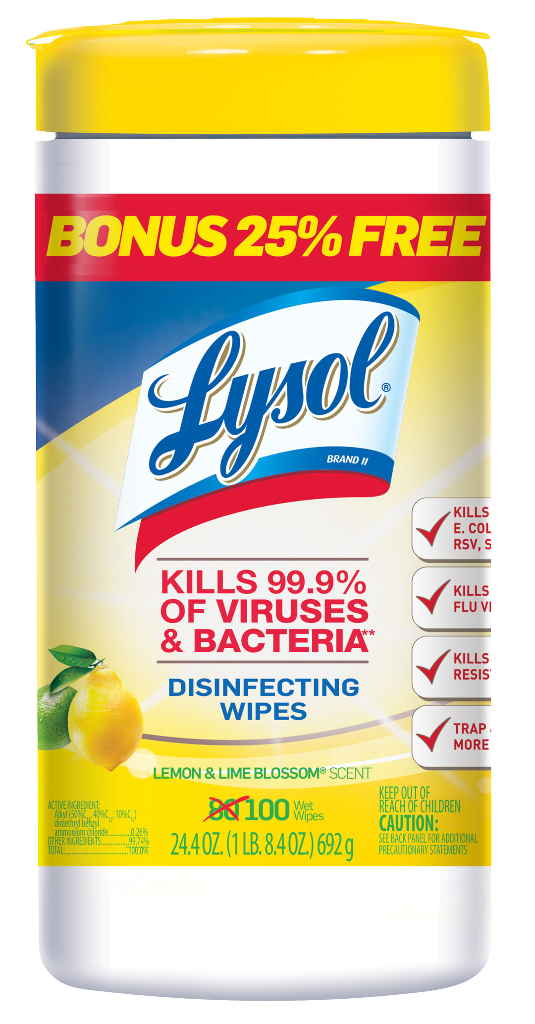 LYSOL® Disinfecting Wipes - Lemon & Lime Blossom® 6/(80+20) ct.