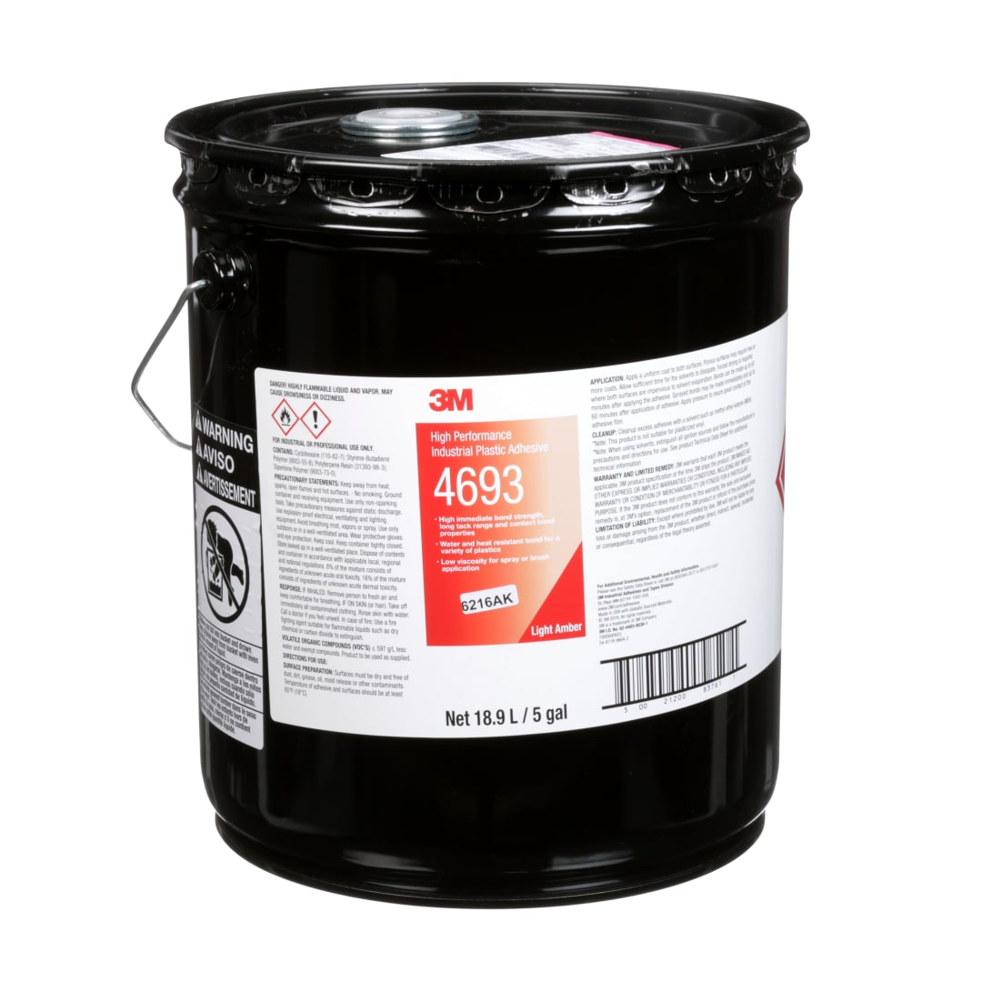 3M™ Lösemittelklebstoff auf Basis Synthetischer Elastomere 4693, Transparent, 18.92 L