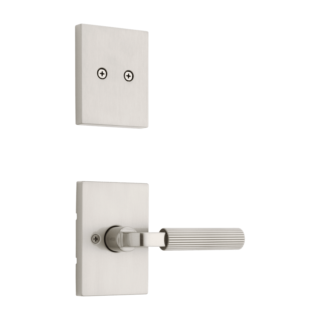 Mirada Reeded Half-Dummy Interior Pack Lever w/ Rectangular Rose in Satin Nickel