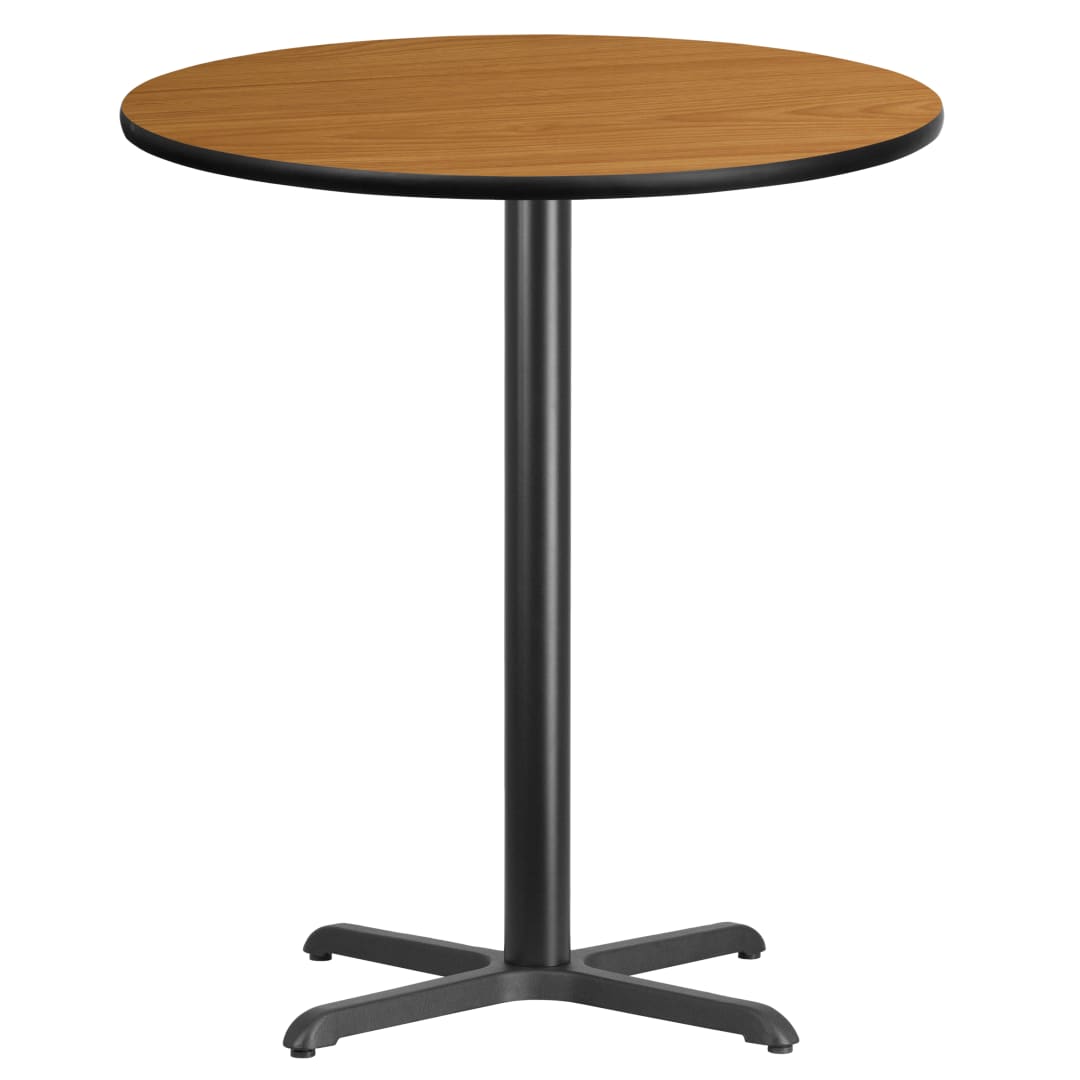 Stiles 36'' Round Natural Laminate Table Top with 30'' x 30'' Bar Height Table Base