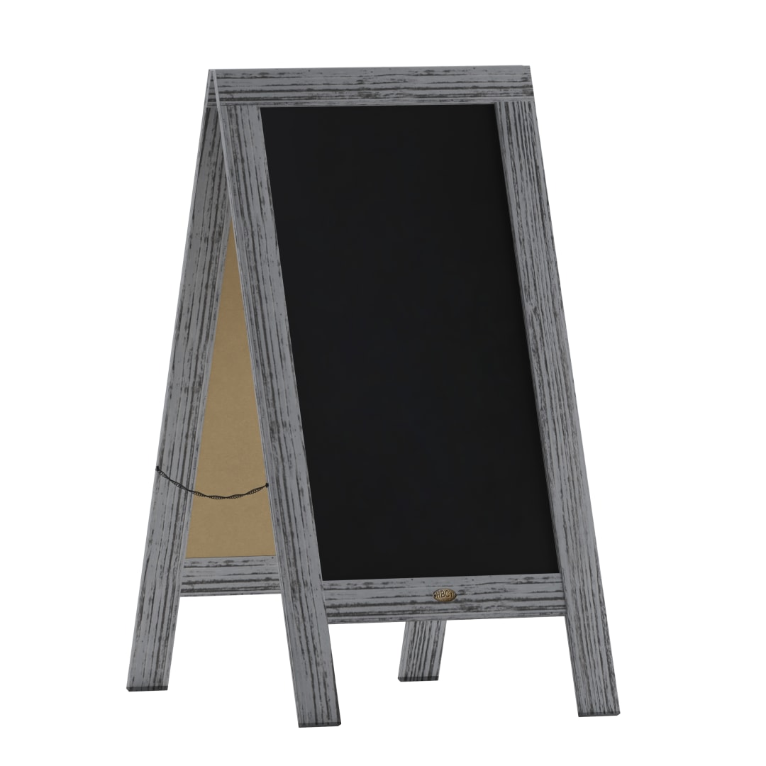 Canterbury 40" x 20" Vintage Wooden A-Frame Magnetic Indoor/Outdoor Chalkboard Sign, Freestanding Double Sided Extra Large Message Board, Graywash