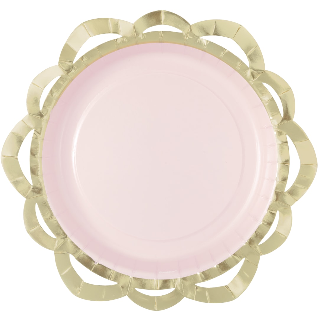 Elegant Valentine Lace Edge Round 8" Plates, 8ct - Foil Stamping