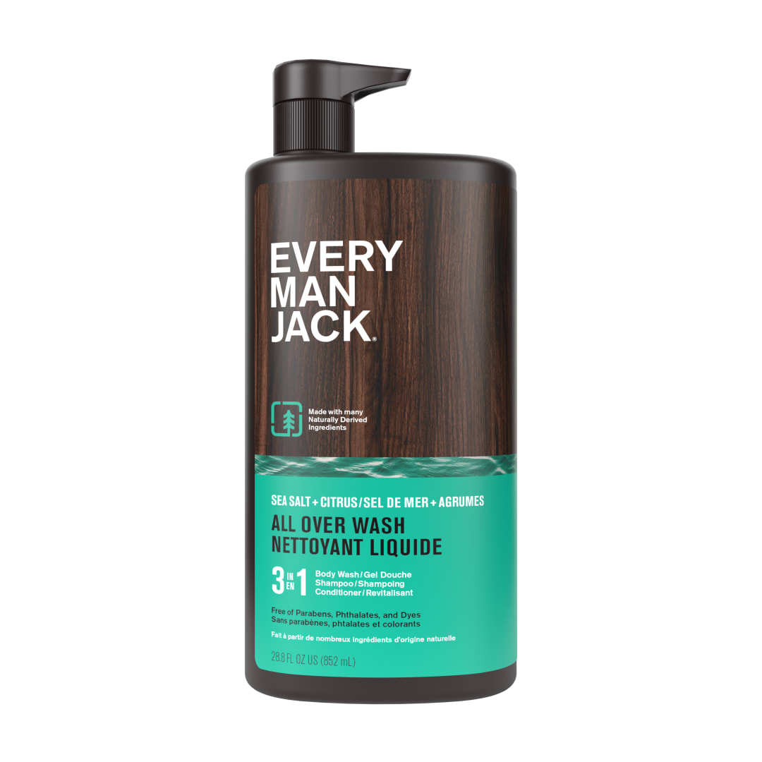Every Man Jack Hydrating Sea Salt + Citrus 3-in-1 All Over Wash for Men, Naturally Derived, 852ml