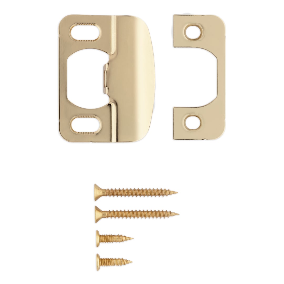 Round Corner Adjustable Extended Lip Strike for Knob/Lever in Polished Brass Finish