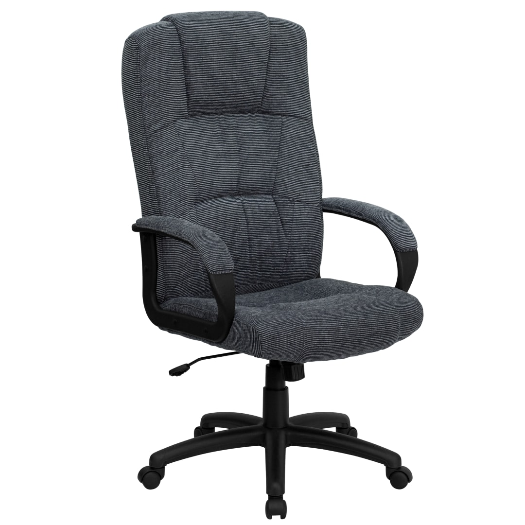 Rochelle High Back Gray Fabric Executive Swivel Office Chair with Arms