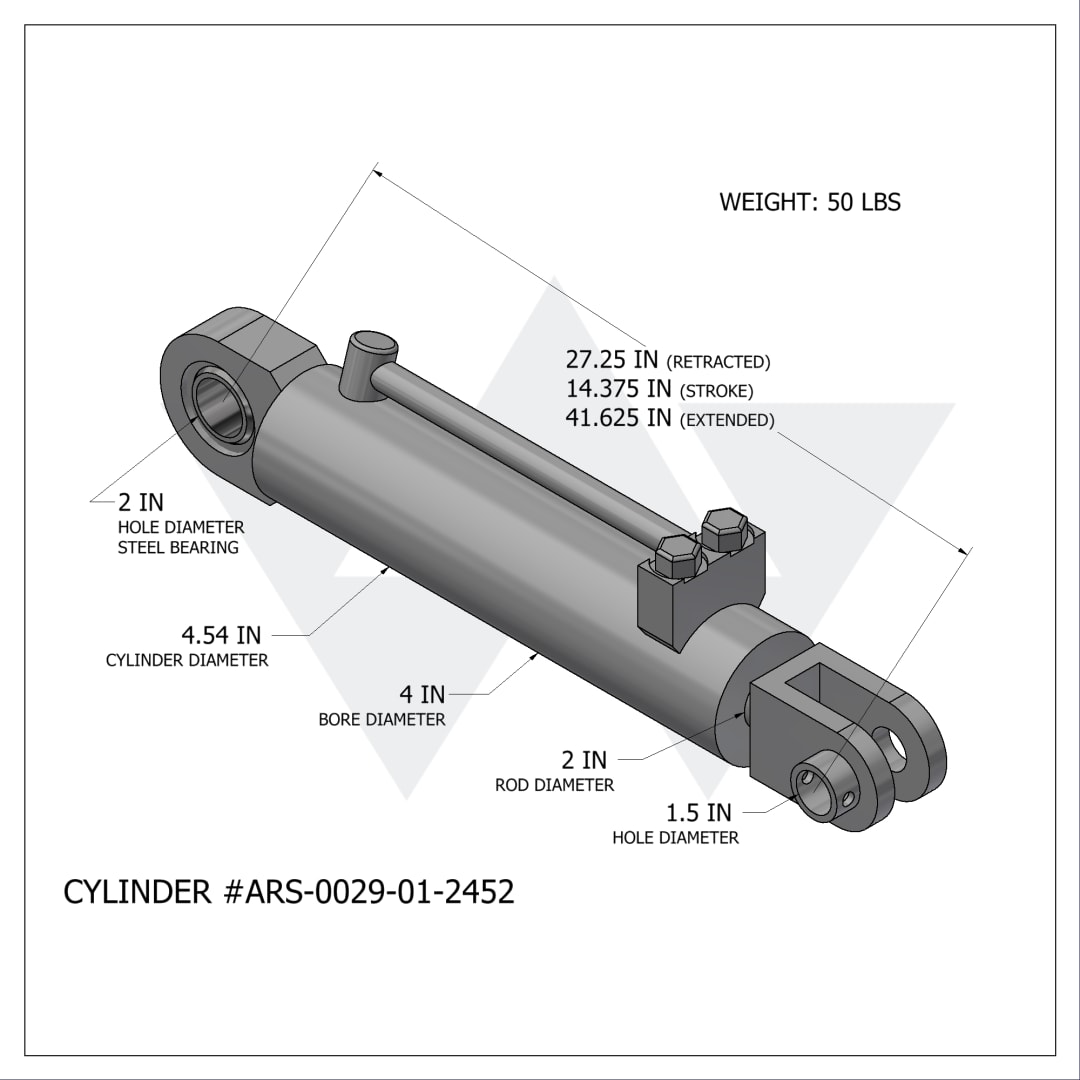 Wastebuilt® Replacement for Ariozan Refuse Systems Sweep Cylinder (4" X 2" X 14.375")