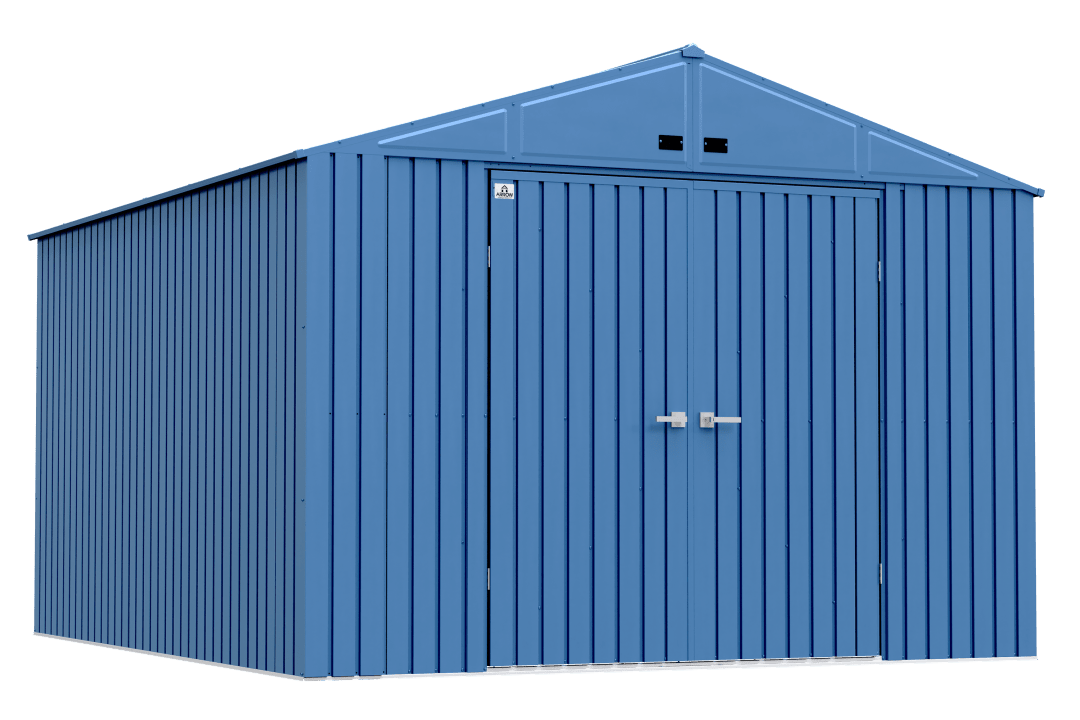 Arrow Elite Steel Storage Shed, 10x14, Blue Grey