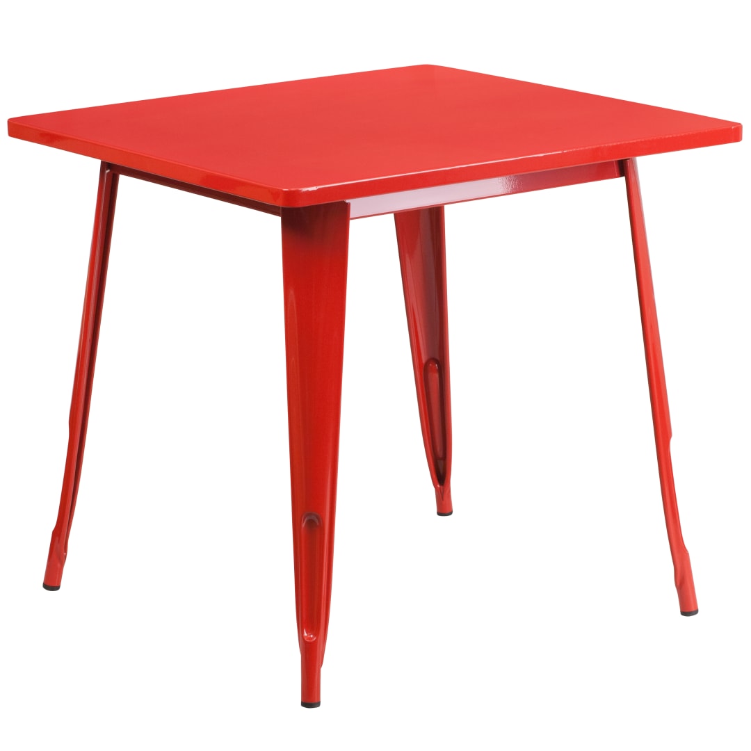 Felix Commercial Grade 31.5" Square Red Metal Indoor-Outdoor Table