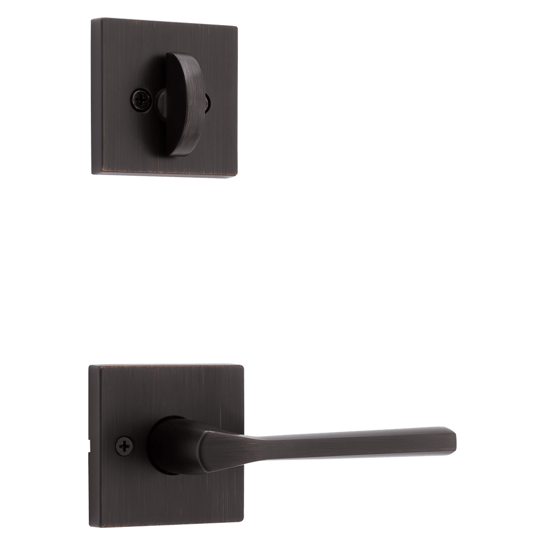 966 Single Cylinder Interior Pack w/ Square Rose Lisbon Lever Handlesets in Venetian Bronze