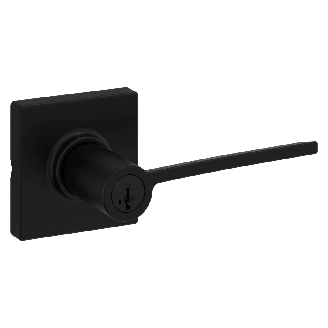 Ladera Keyed Entry Lever in Matte Black featuring SmartKey Security™