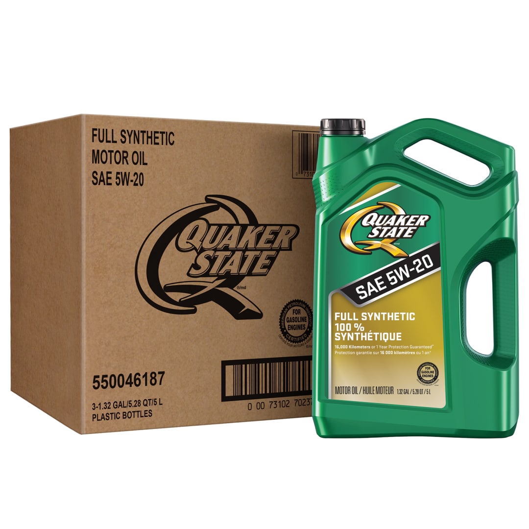Huile moteur Quaker State 100 % synthétique SAE 5W-20, 5 litres (caisse de 3)