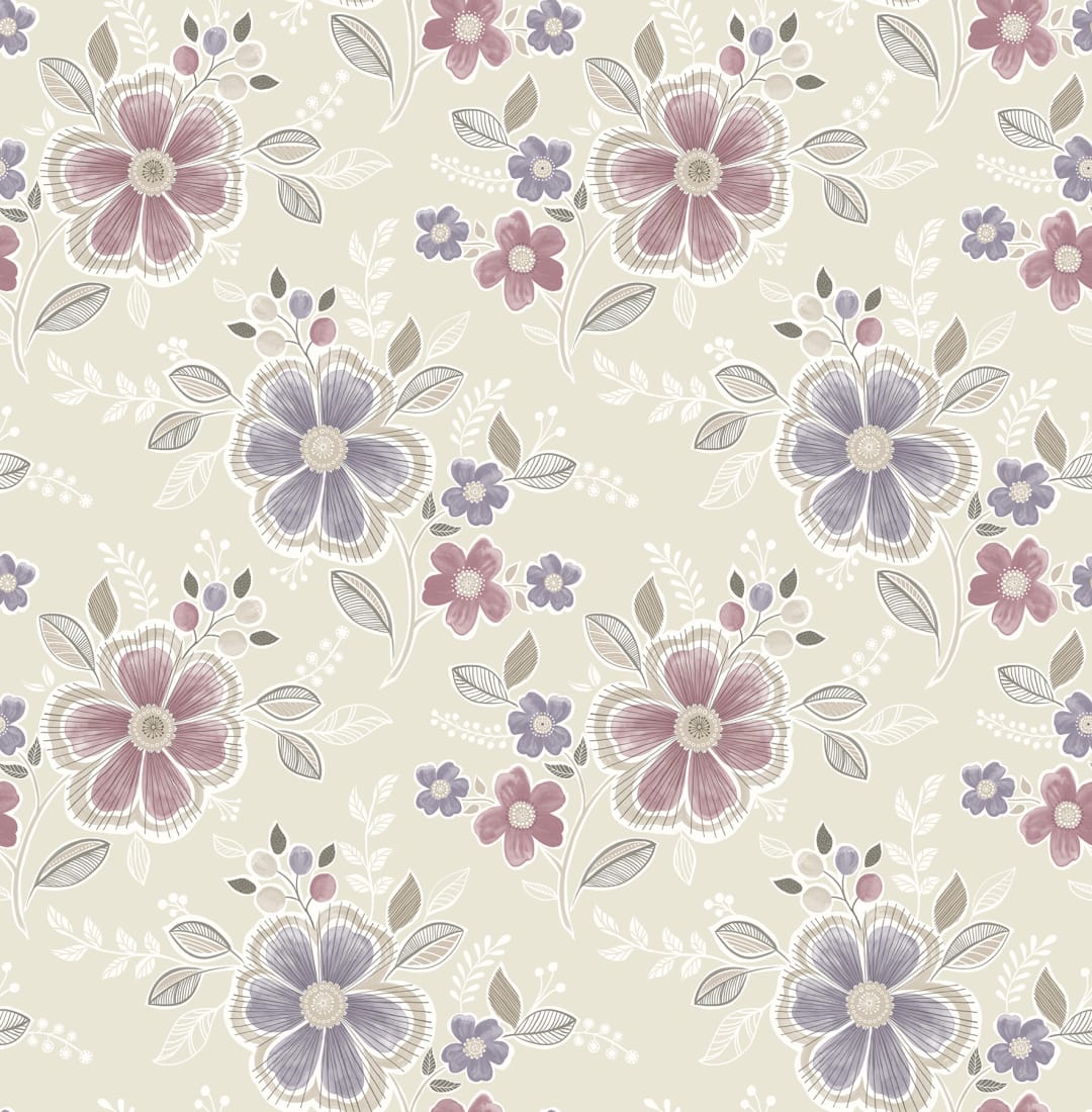Chloe Purple Floral Wallpaper