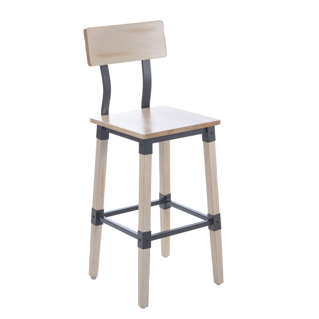 Jackson Commercial Grade Rustic Antique White Industrial Wood Dining Barstool