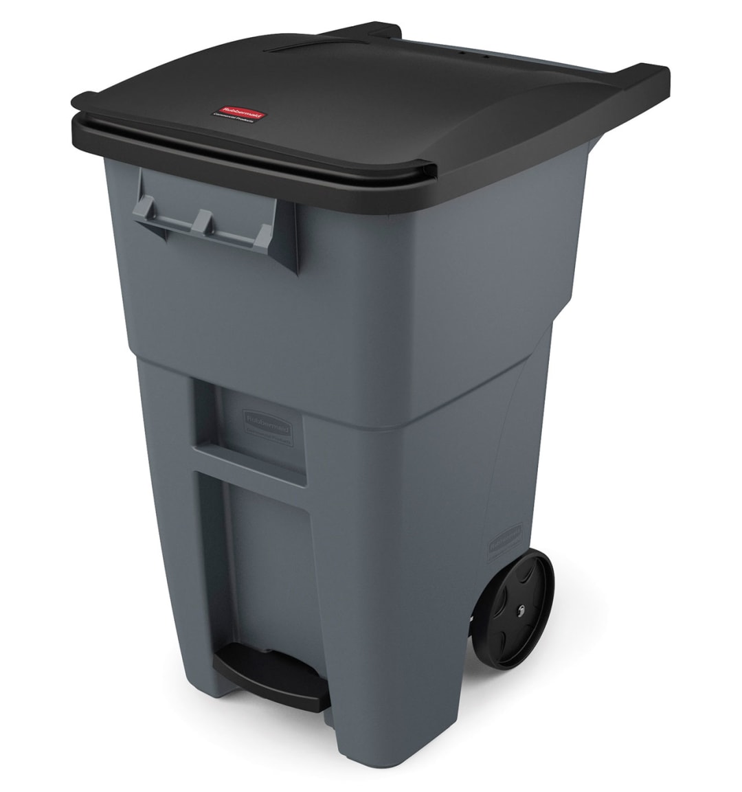 Rubbermaid Commercial Products 50 GAL Step-On Rollout Trash Can, Gray