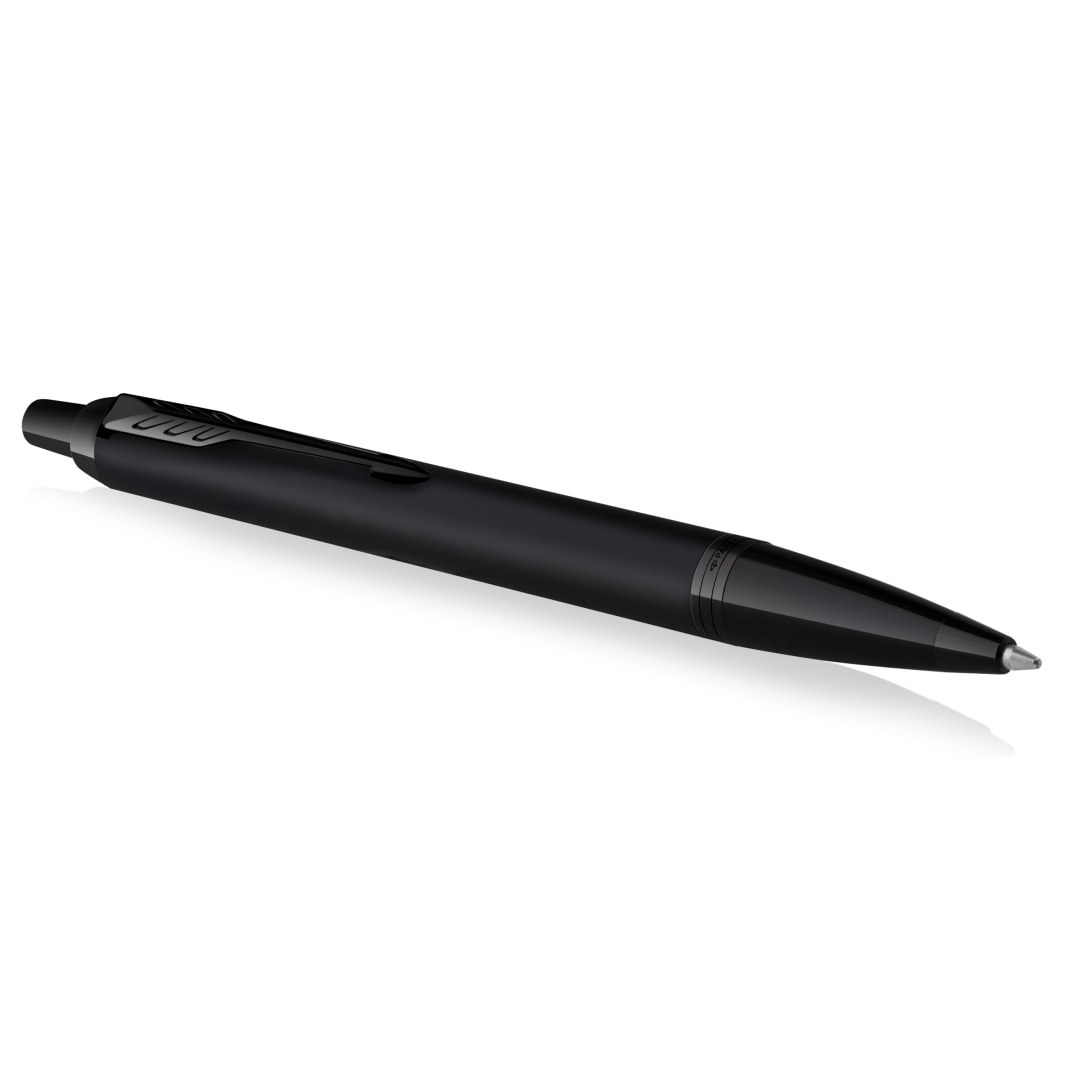 Parker IM bolígrafo | Negro mate con adornos negros | Punta mediana con recambio de tinta azul | Estuche de regalo