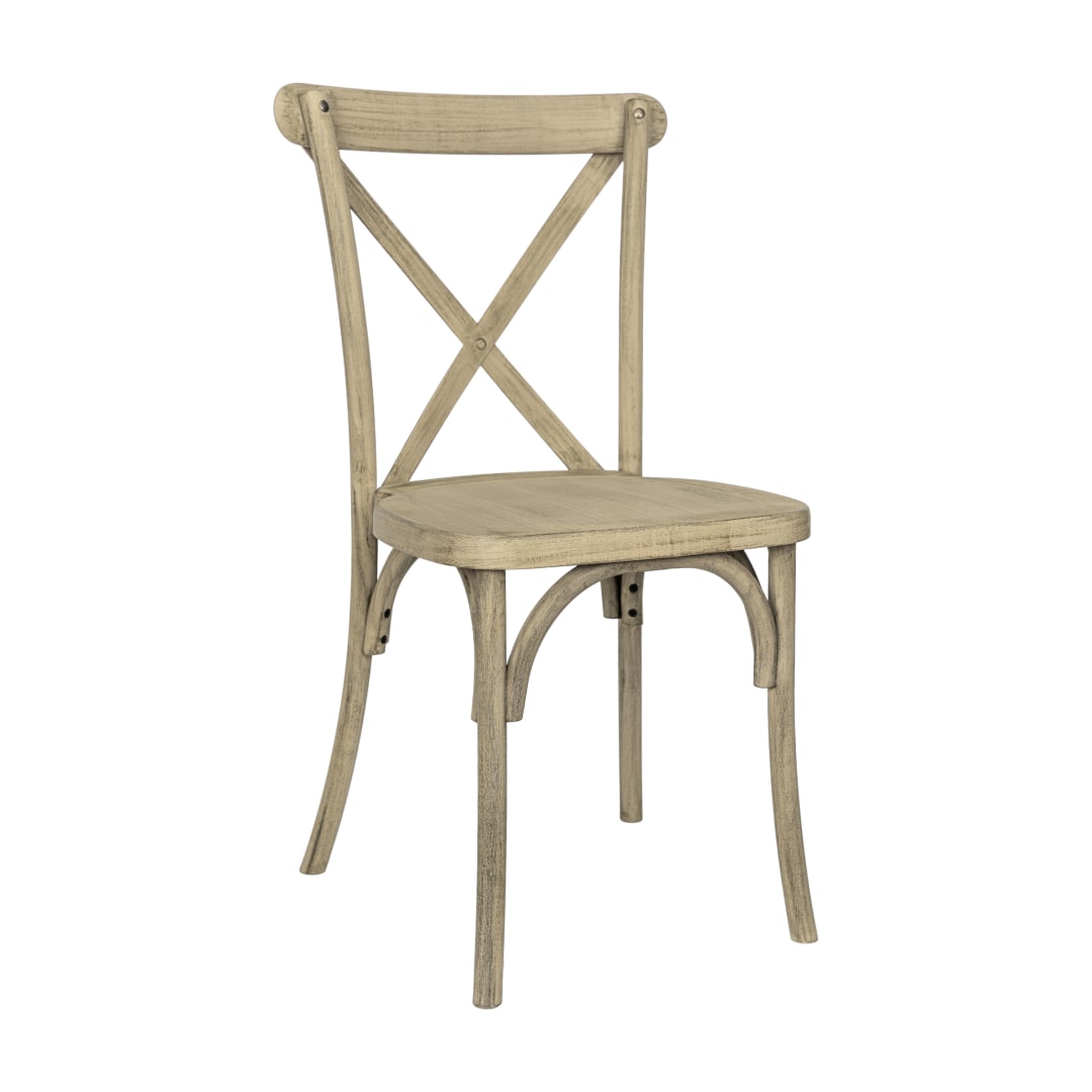 HERCULES Commercial Light Oak Indoor/Outdoor Wood Look Stackable Resin Cross Back Chair