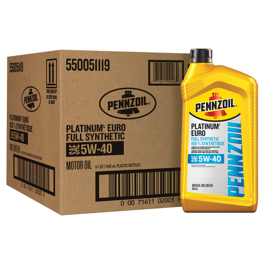 Pennzoil Platinum Euro Full Synthetic 5W-40 Motor Oil, 1 Quart (6 Pack)