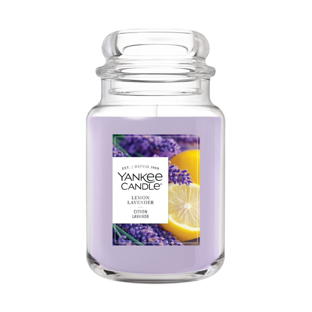 Yankee Candle Lemon Lavender, 22 oz Original Large Jar Candle with up to 150 Hour Burn Time
