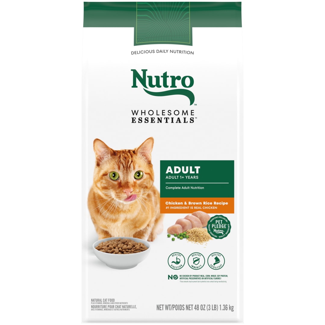 Nutro Wholesome Essentials Adult Dry Cat Food, Chicken & Brown Rice Recipe, 3 lbs.